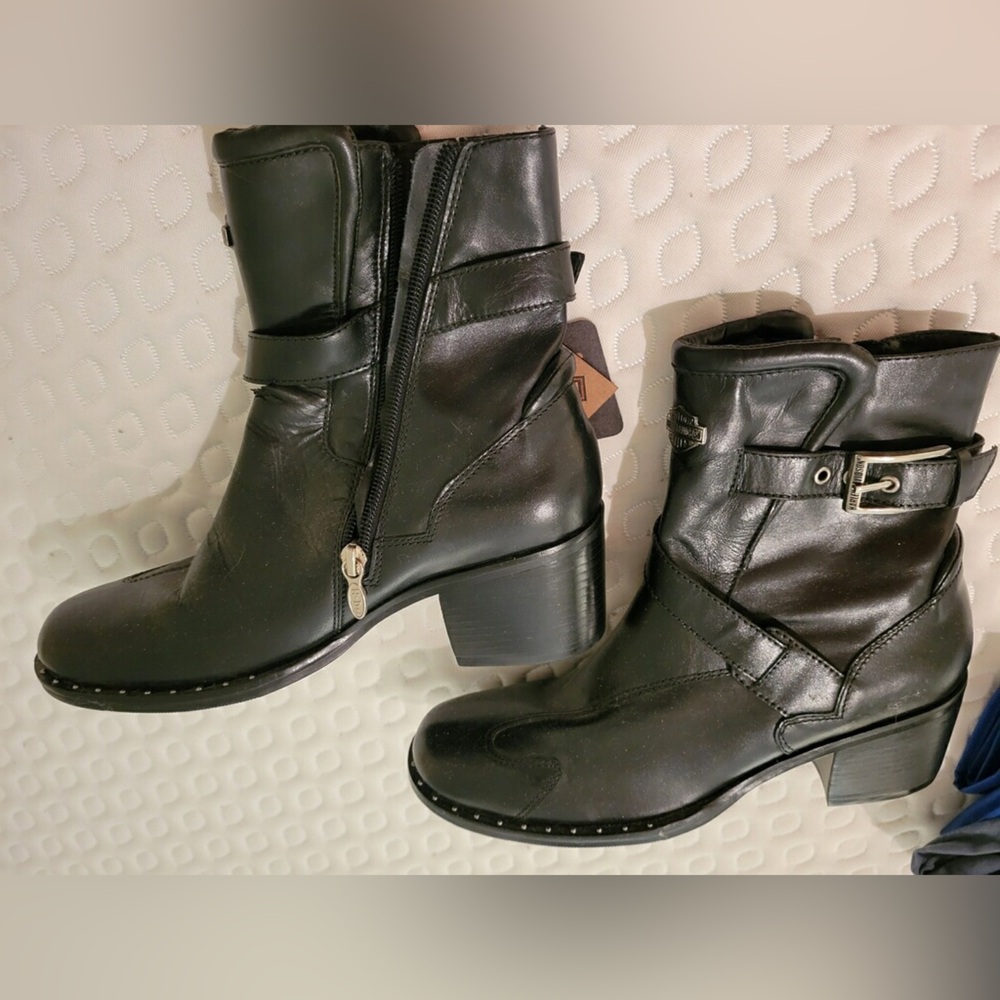 Harley-Davidson Black Leather Motorcycle Ankle Boots